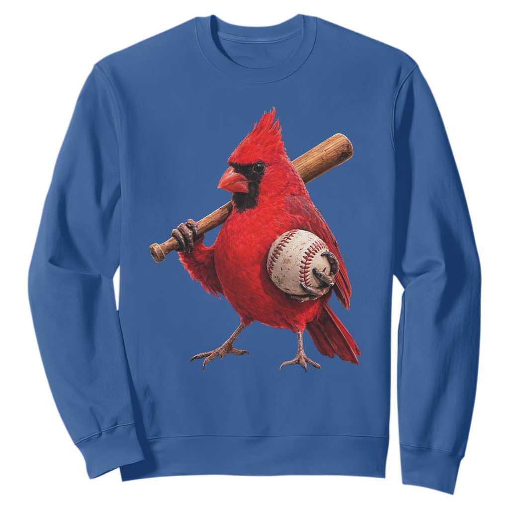 Cardinals Baseball Player Sweatshirt Retro STL Redbird Fan Bird Mascot Baseball TS10 Royal Blue Print Your Wear