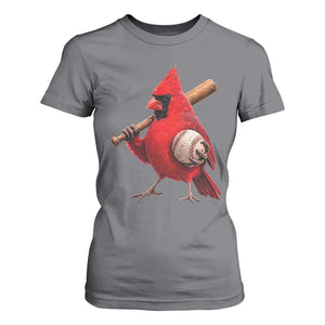 Cardinals Baseball Player T Shirt For Women Retro STL Redbird Fan Bird Mascot Baseball TS10 Charcoal Print Your Wear