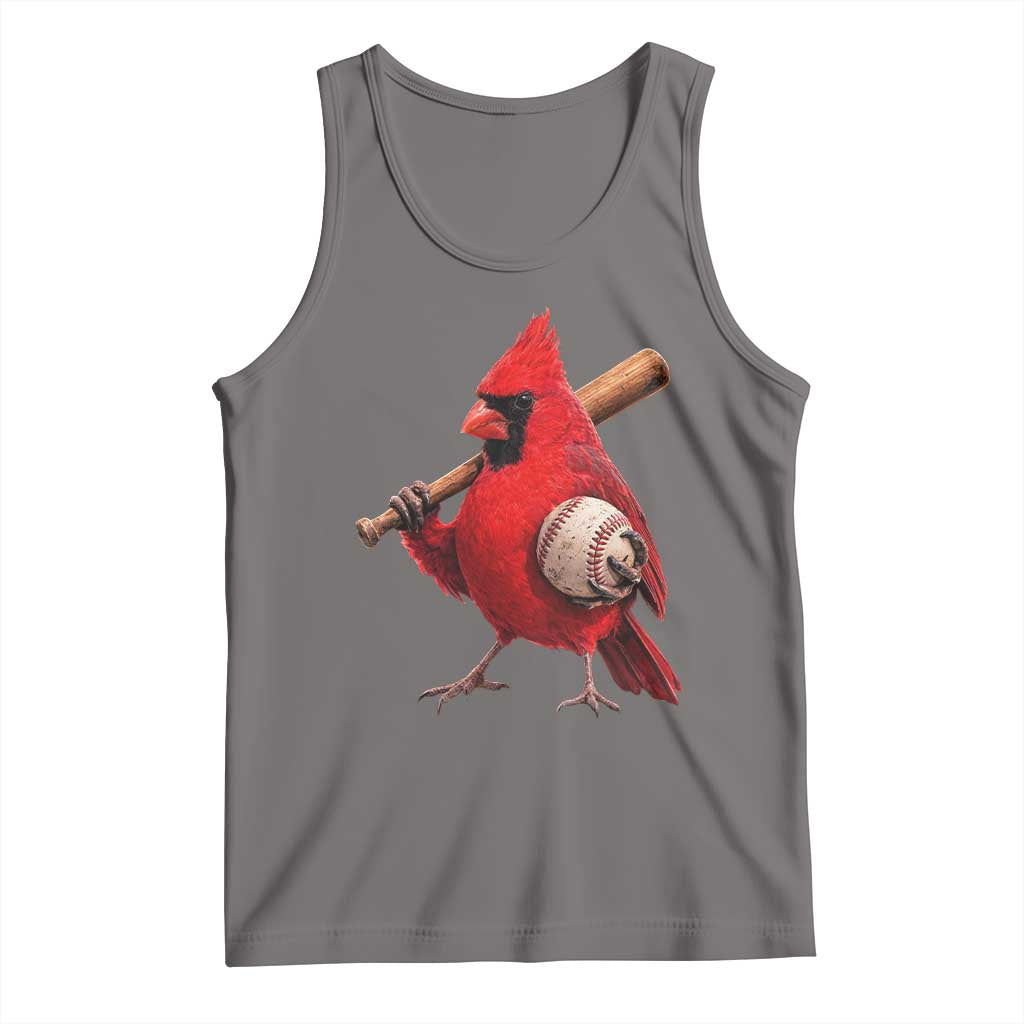 Cardinals Baseball Player Tank Top Retro STL Redbird Fan Bird Mascot Baseball TS10 Deep Heather Print Your Wear