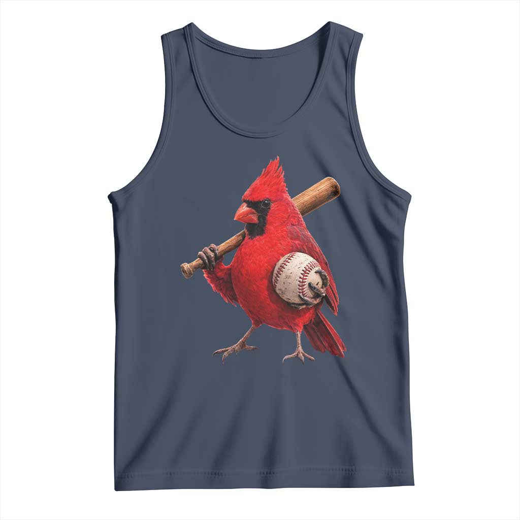 Cardinals Baseball Player Tank Top Retro STL Redbird Fan Bird Mascot Baseball TS10 Navy Print Your Wear