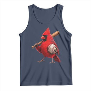 Cardinals Baseball Player Tank Top Retro STL Redbird Fan Bird Mascot Baseball TS10 Navy Print Your Wear