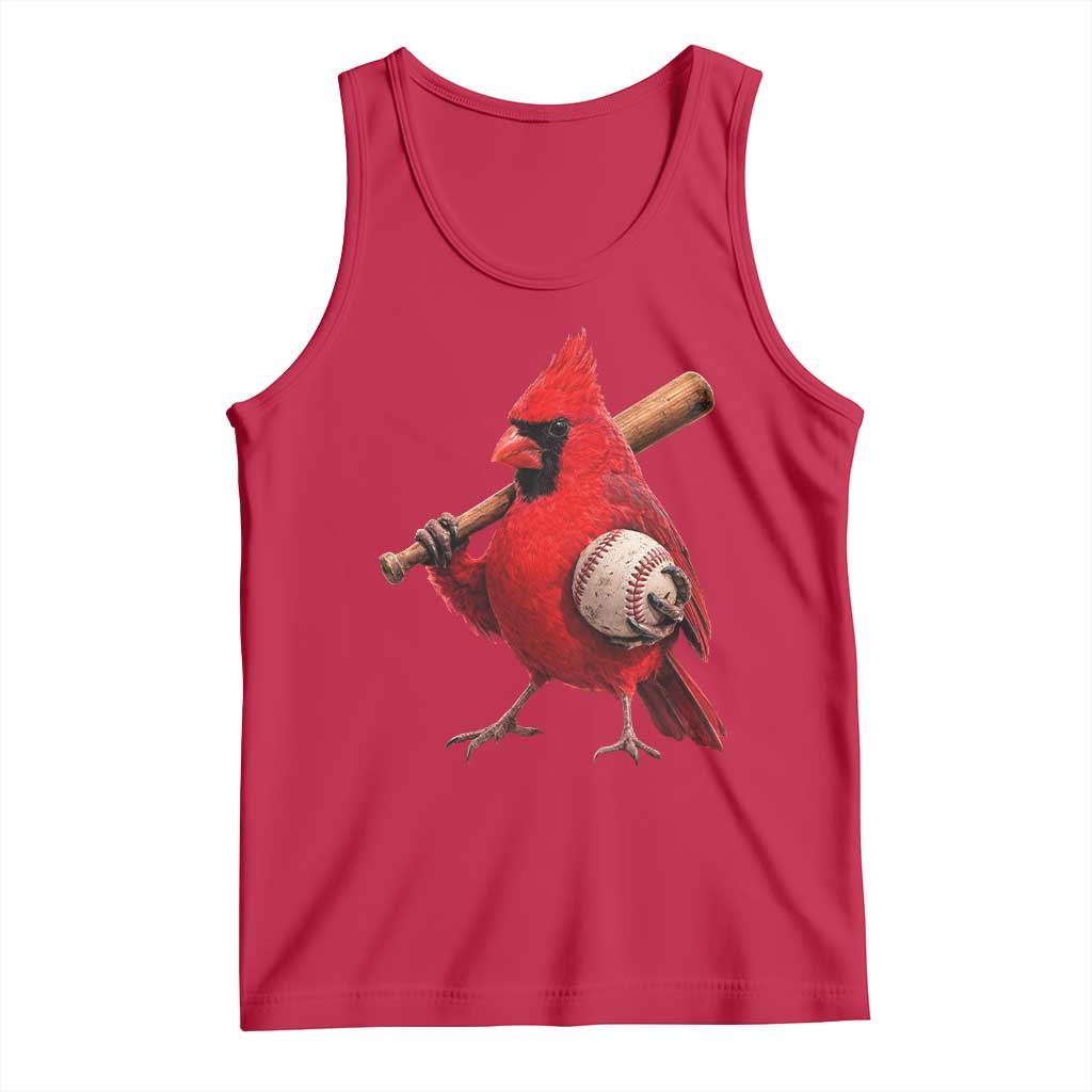 Cardinals Baseball Player Tank Top Retro STL Redbird Fan Bird Mascot Baseball TS10 Red Print Your Wear