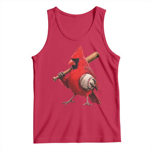 Cardinals Baseball Player Tank Top Retro STL Redbird Fan Bird Mascot Baseball TS10 Red Print Your Wear
