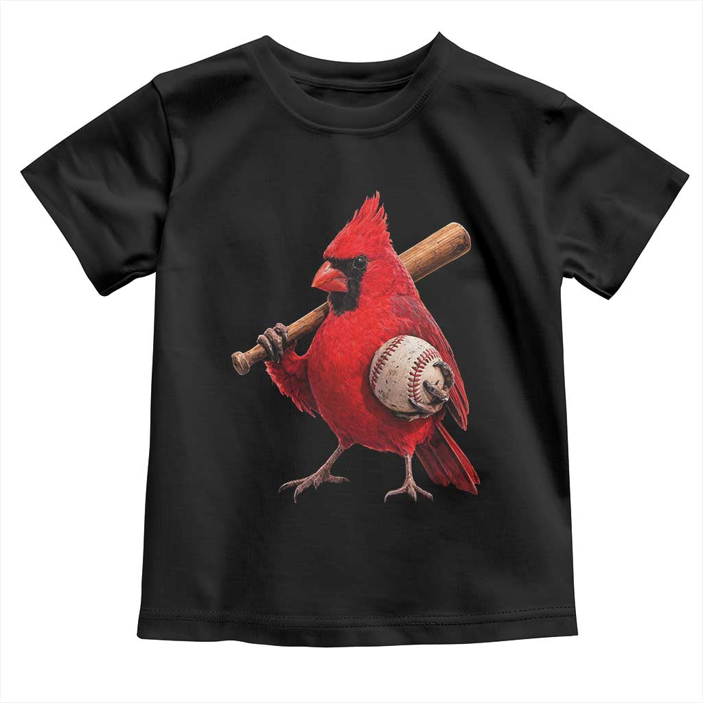 Cardinals Baseball Player Toddler T Shirt Retro STL Redbird Fan Bird Mascot Baseball TS10 Black Print Your Wear