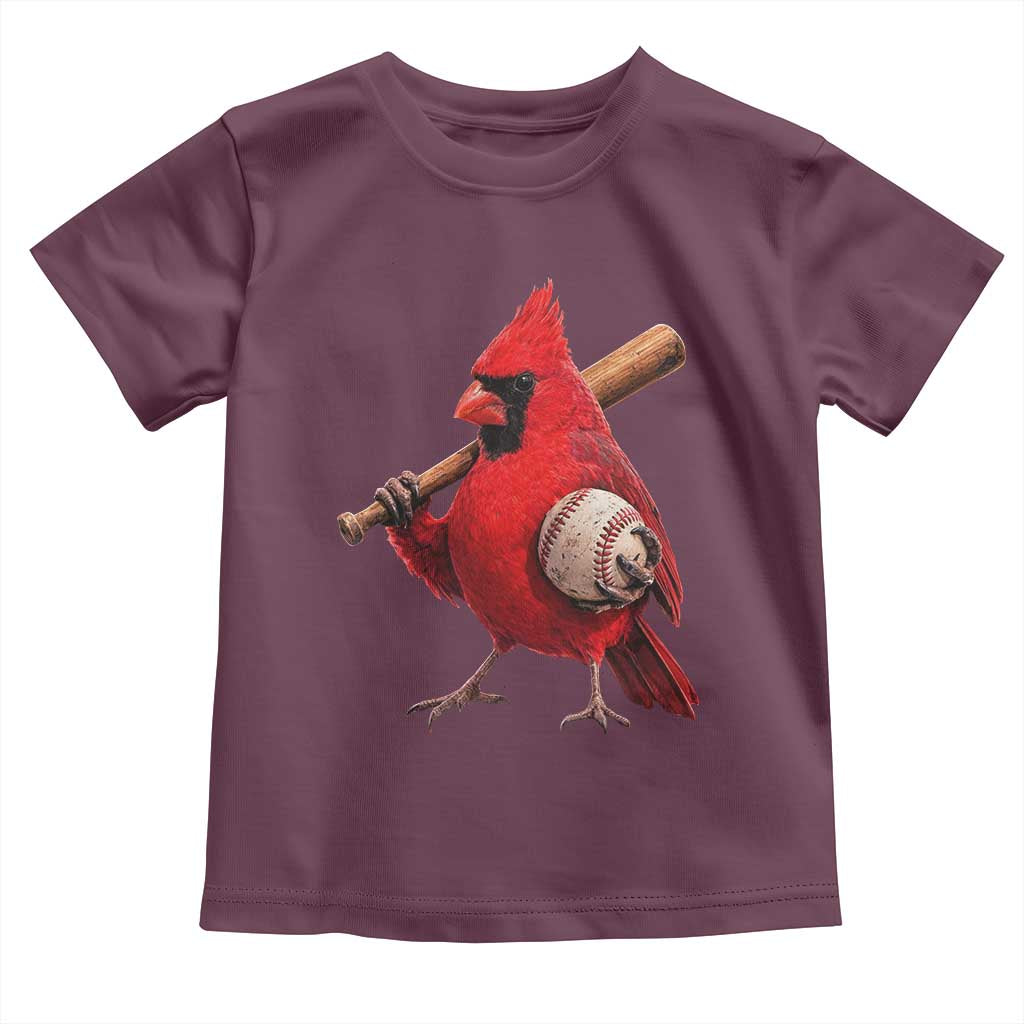 Cardinals Baseball Player Toddler T Shirt Retro STL Redbird Fan Bird Mascot Baseball TS10 Maroon Print Your Wear