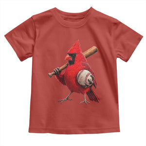 Cardinals Baseball Player Toddler T Shirt Retro STL Redbird Fan Bird Mascot Baseball TS10 Red Print Your Wear