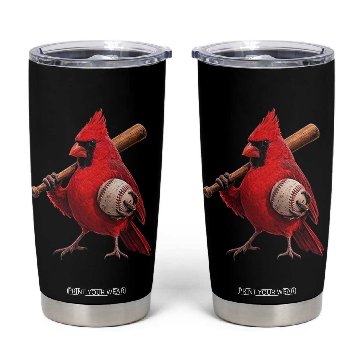 Cardinals Baseball Player Tumbler Cup Retro STL Redbird Fan Bird Mascot Baseball TS10 Black Print Your Wear