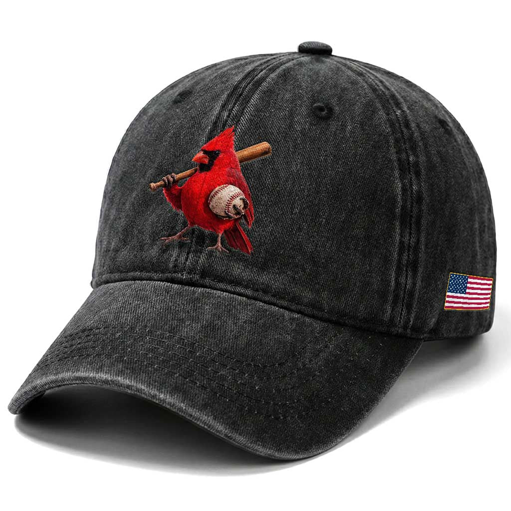 Cardinals Baseball Player Washed Cotton Baseball Cap Retro STL Redbird Fan Bird Mascot Baseball TS10 Print Your Wear