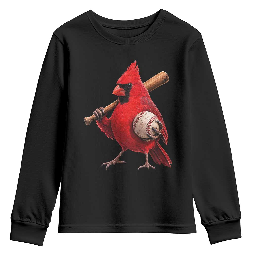 Cardinals Baseball Player Youth Sweatshirt Retro STL Redbird Fan Bird Mascot Baseball TS10 Black Print Your Wear