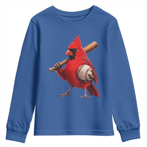 Cardinals Baseball Player Youth Sweatshirt Retro STL Redbird Fan Bird Mascot Baseball TS10 Royal Blue Print Your Wear