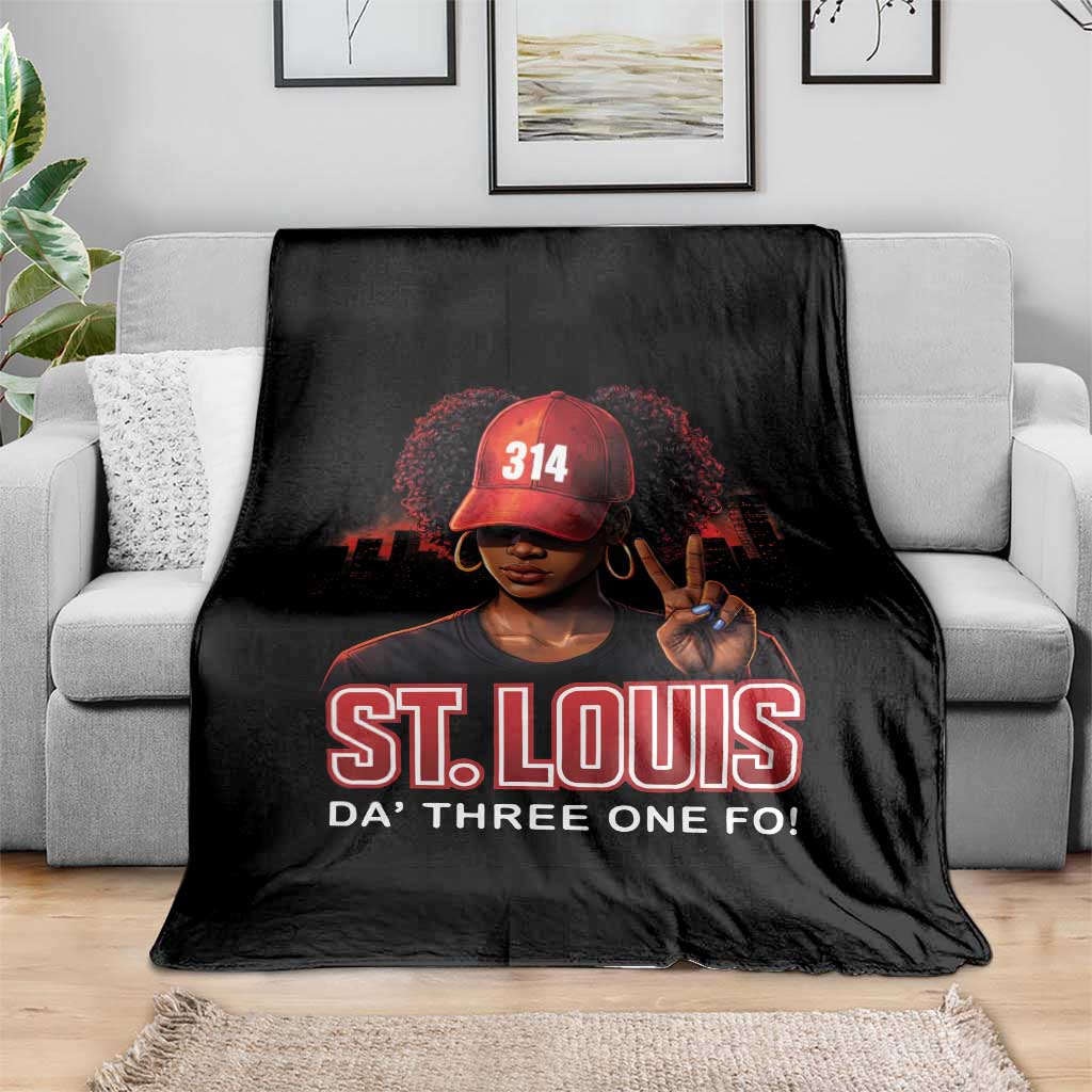 314 St Louis Throw Blanket Red Hat African American Woman STL City Pride Area Code TS10 Print Your Wear