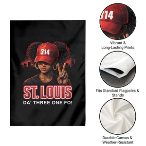 314 St Louis Garden Flag Red Hat African American Woman STL City Pride Area Code TS10 Print Your Wear