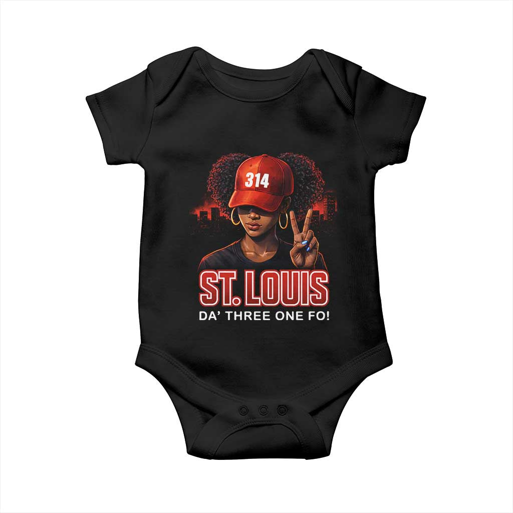 314 St Louis Baby Onesie Red Hat African American Woman STL City Pride Area Code TS10 Black Print Your Wear