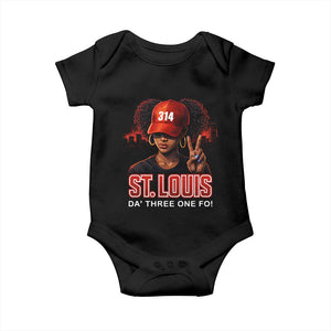 314 St Louis Baby Onesie Red Hat African American Woman STL City Pride Area Code TS10 Black Print Your Wear