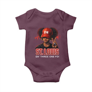314 St Louis Baby Onesie Red Hat African American Woman STL City Pride Area Code TS10 Maroon Print Your Wear