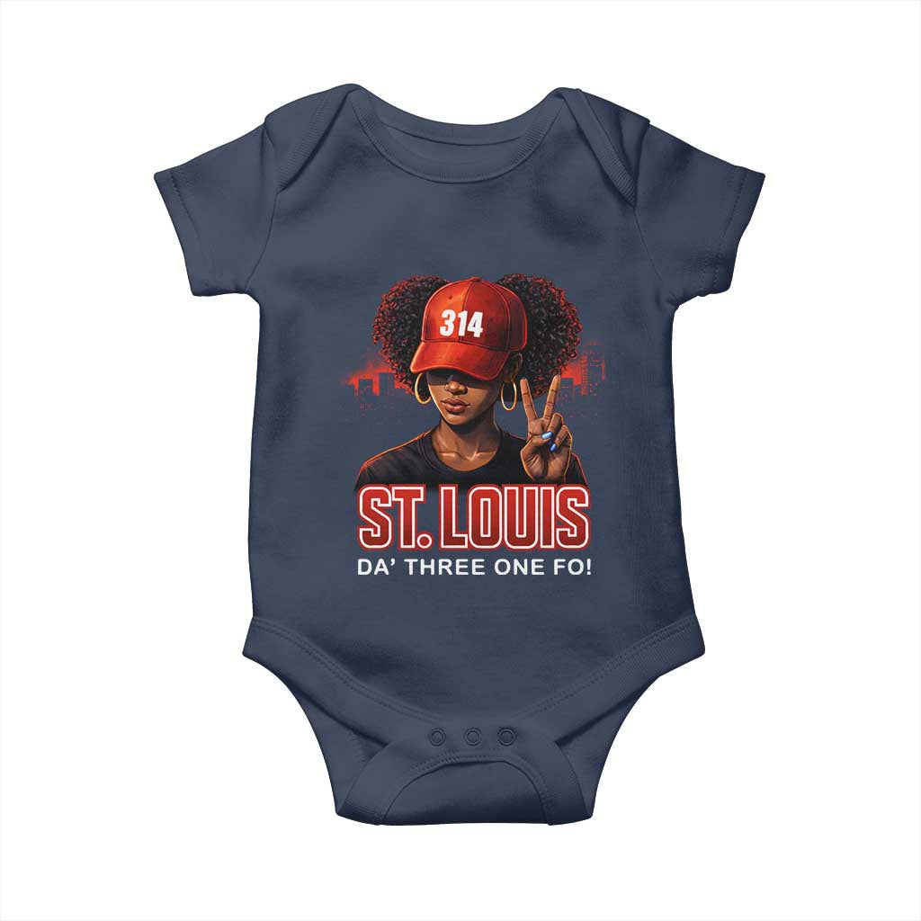 314 St Louis Baby Onesie Red Hat African American Woman STL City Pride Area Code TS10 Navy Print Your Wear