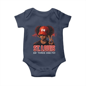314 St Louis Baby Onesie Red Hat African American Woman STL City Pride Area Code TS10 Navy Print Your Wear
