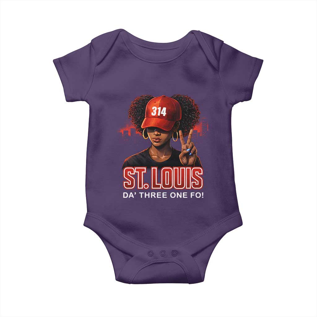 314 St Louis Baby Onesie Red Hat African American Woman STL City Pride Area Code TS10 Purple Print Your Wear