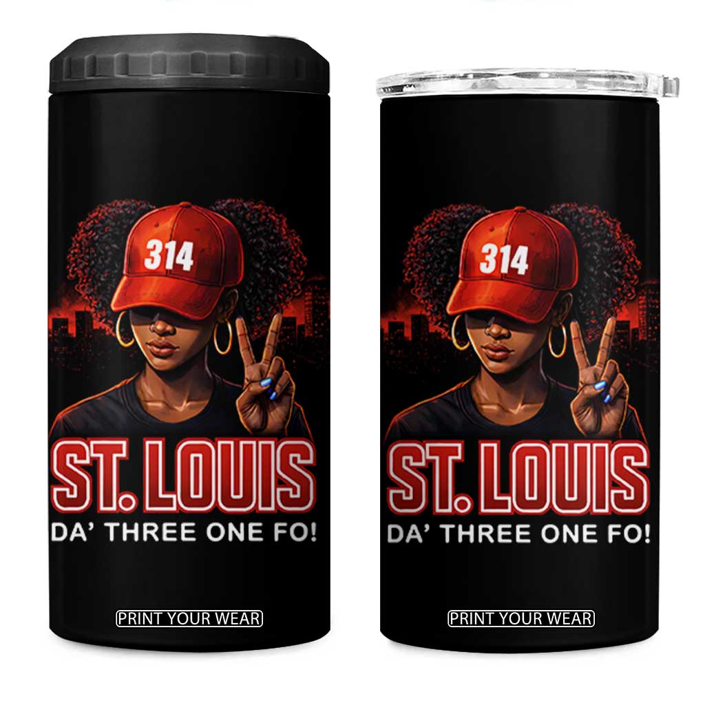314 St Louis 4 in 1 Can Cooler Tumbler Red Hat African American Woman STL City Pride Area Code TS10 One Size: 16 oz Black Print Your Wear