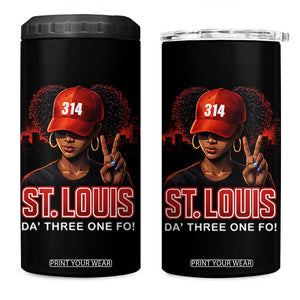 314 St Louis 4 in 1 Can Cooler Tumbler Red Hat African American Woman STL City Pride Area Code TS10 One Size: 16 oz Black Print Your Wear