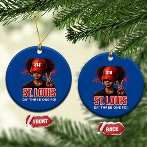 314 St Louis Ceramic Ornament Red Hat African American Woman STL City Pride Area Code TS10 1pc Blue Print Your Wear