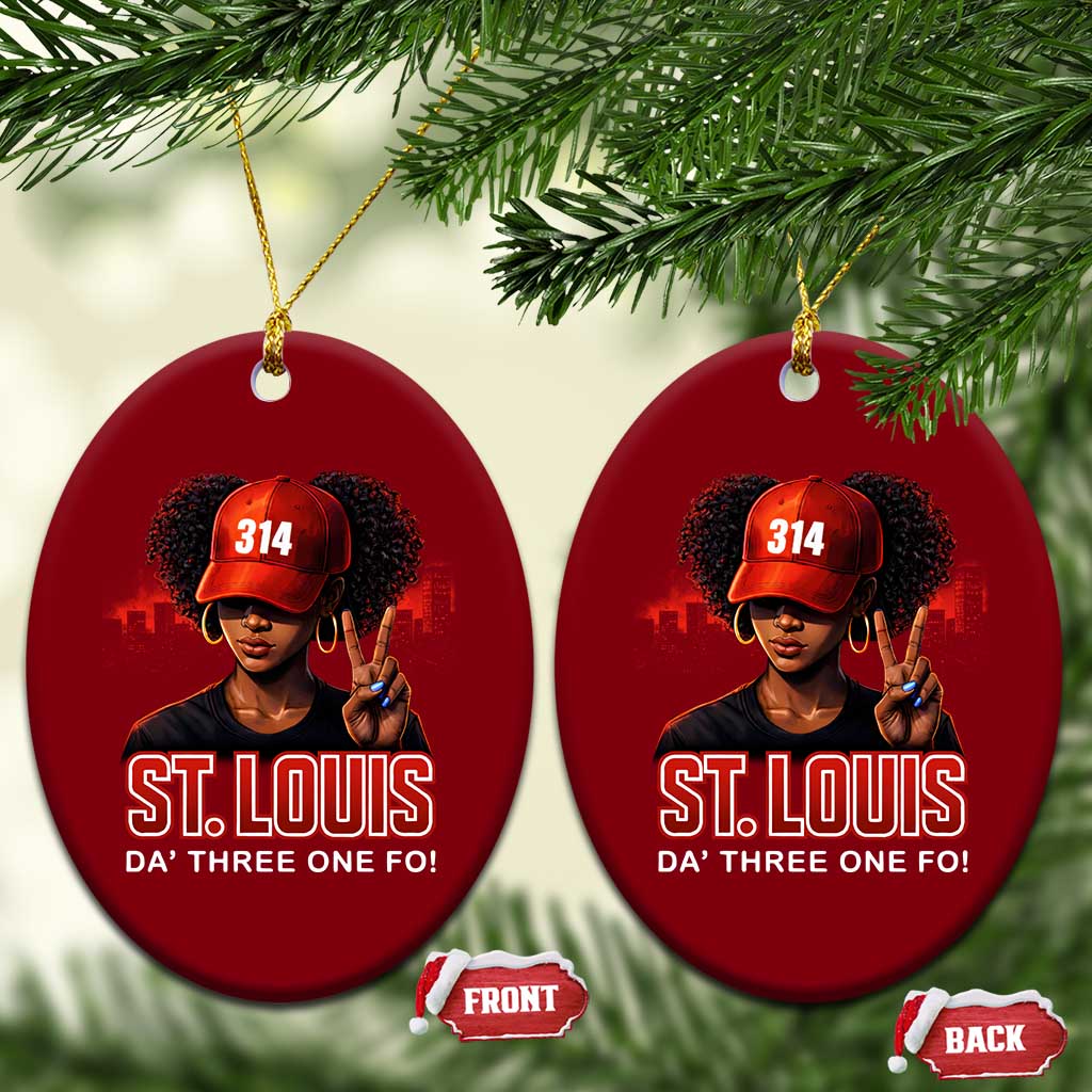 314 St Louis Ceramic Ornament Red Hat African American Woman STL City Pride Area Code TS10 Print Your Wear