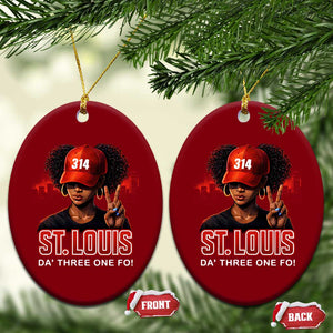 314 St Louis Ceramic Ornament Red Hat African American Woman STL City Pride Area Code TS10 Print Your Wear