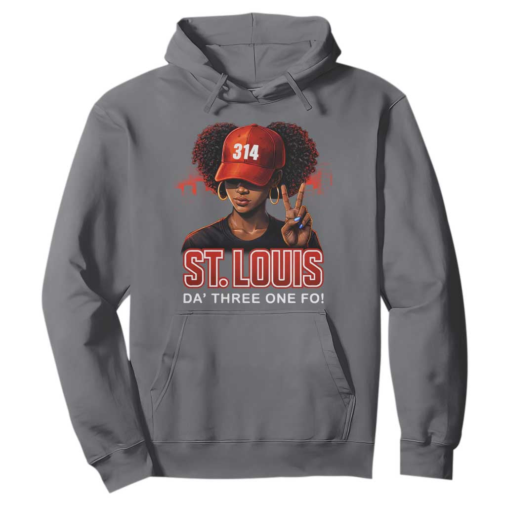 314 St Louis Hoodie Red Hat African American Woman STL City Pride Area Code TS10 Charcoal Print Your Wear