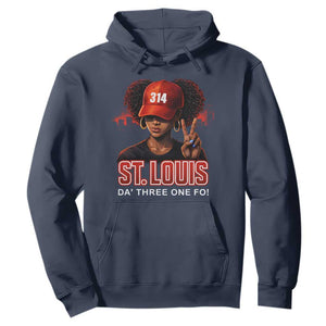 314 St Louis Hoodie Red Hat African American Woman STL City Pride Area Code TS10 Navy Print Your Wear