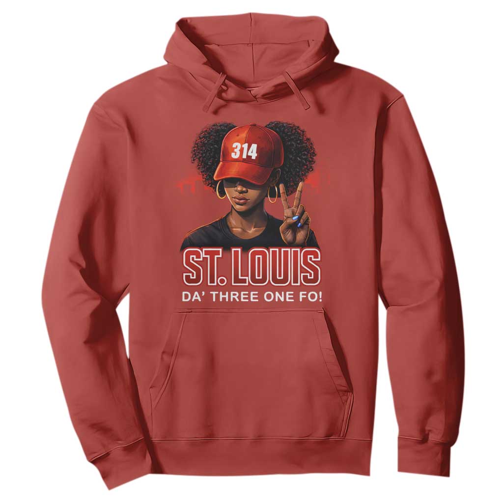 314 St Louis Hoodie Red Hat African American Woman STL City Pride Area Code TS10 Red Print Your Wear