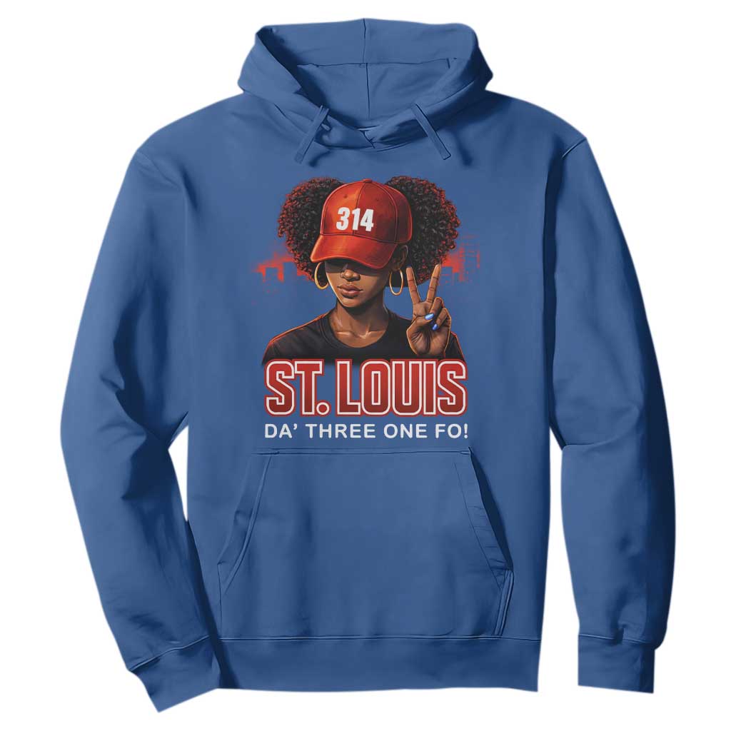 314 St Louis Hoodie Red Hat African American Woman STL City Pride Area Code TS10 Royal Blue Print Your Wear