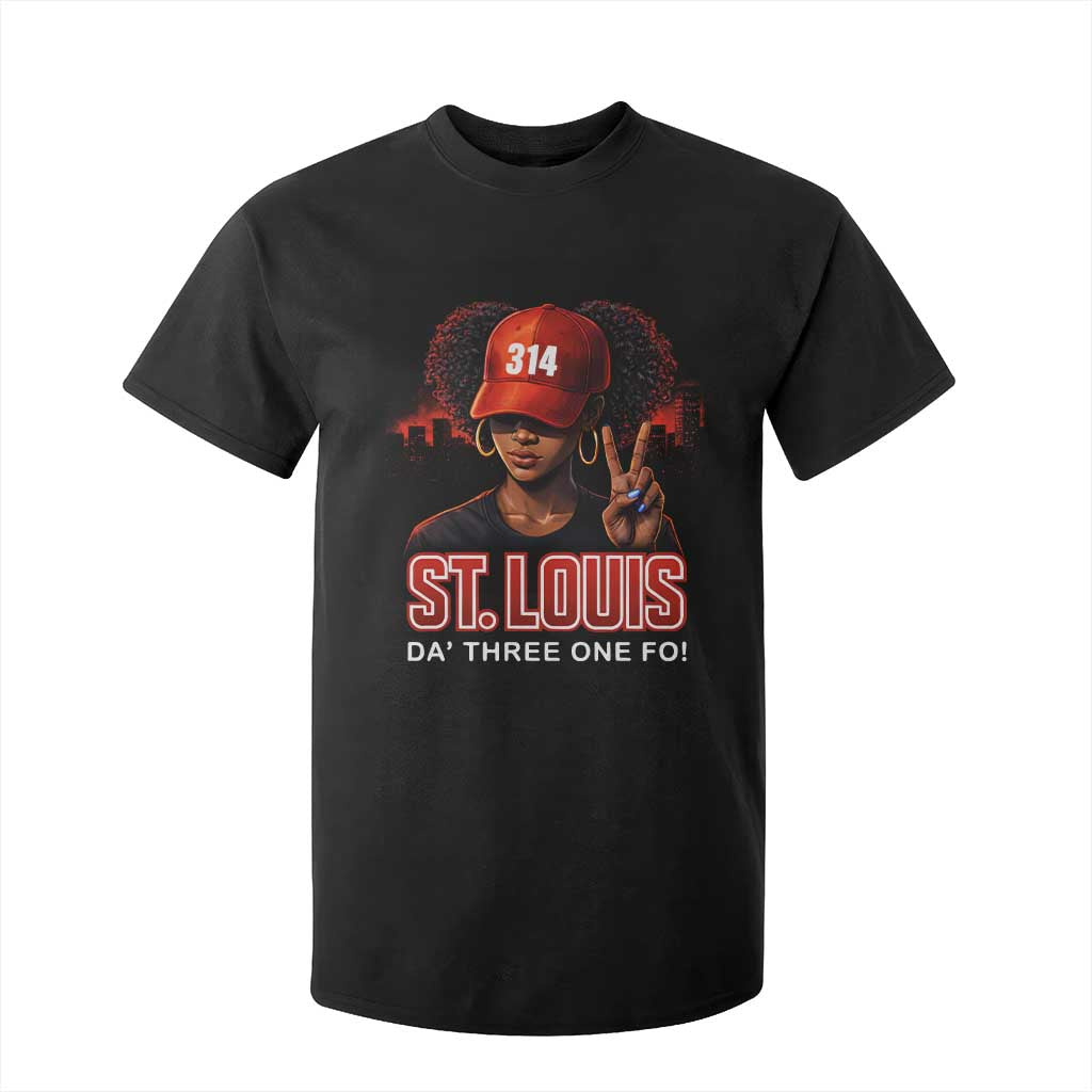 314 St Louis T Shirt For Kid Red Hat African American Woman STL City Pride Area Code TS10 Black Print Your Wear