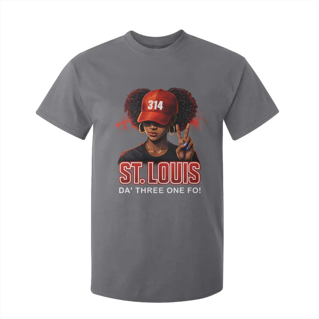 314 St Louis T Shirt For Kid Red Hat African American Woman STL City Pride Area Code TS10 Charcoal Print Your Wear