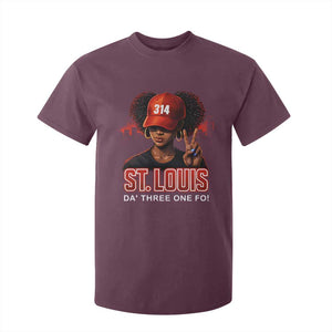 314 St Louis T Shirt For Kid Red Hat African American Woman STL City Pride Area Code TS10 Maroon Print Your Wear