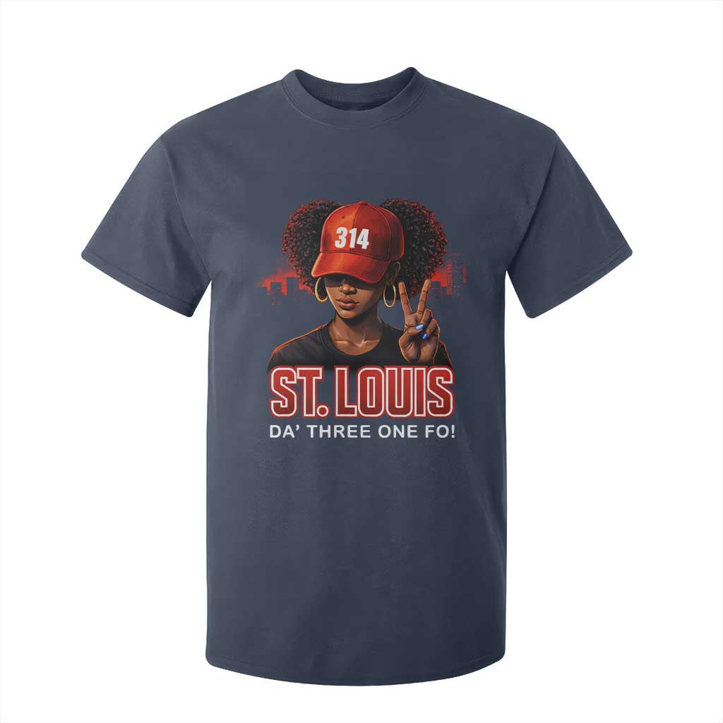 314 St Louis T Shirt For Kid Red Hat African American Woman STL City Pride Area Code TS10 Navy Print Your Wear
