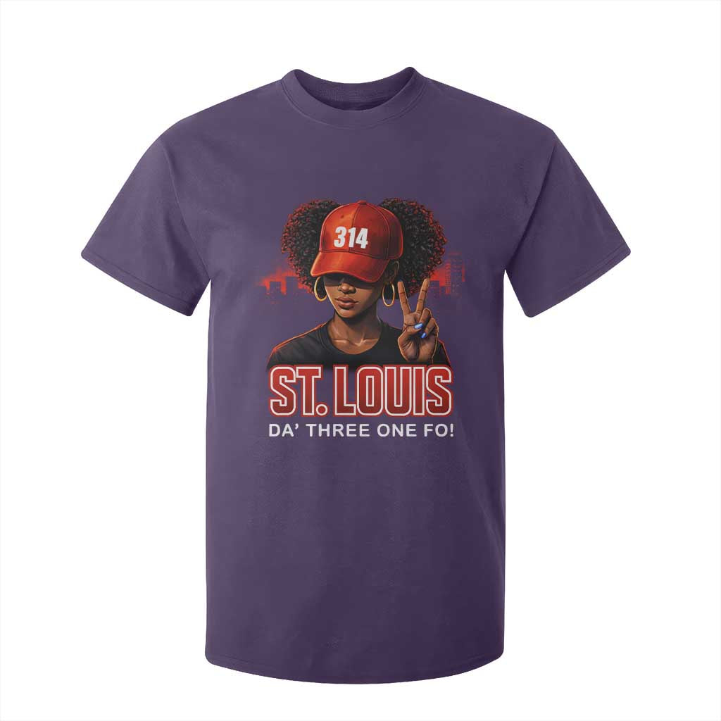 314 St Louis T Shirt For Kid Red Hat African American Woman STL City Pride Area Code TS10 Purple Print Your Wear