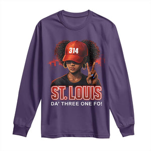 314 St Louis Long Sleeve Shirt Red Hat African American Woman STL City Pride Area Code TS10 Purple Print Your Wear
