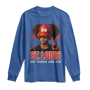 314 St Louis Long Sleeve Shirt Red Hat African American Woman STL City Pride Area Code TS10 Royal Blue Print Your Wear