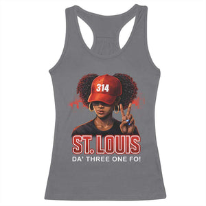 314 St Louis Racerback Tank Top Red Hat African American Woman STL City Pride Area Code TS10 Charcoal Print Your Wear