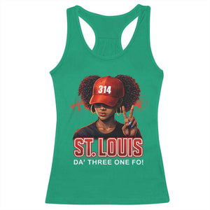314 St Louis Racerback Tank Top Red Hat African American Woman STL City Pride Area Code TS10 Irish Green Print Your Wear