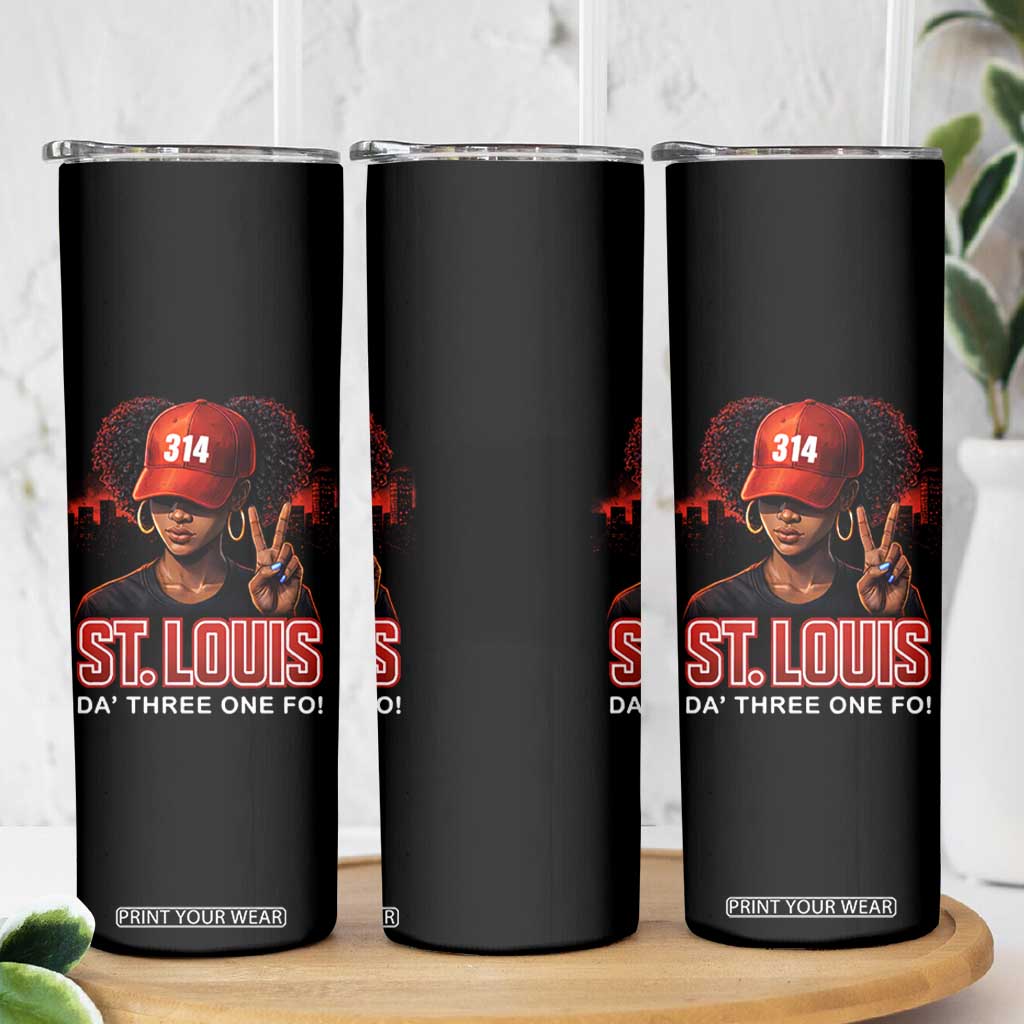 314 St Louis Skinny Tumbler Red Hat African American Woman STL City Pride Area Code TS10 Print Your Wear