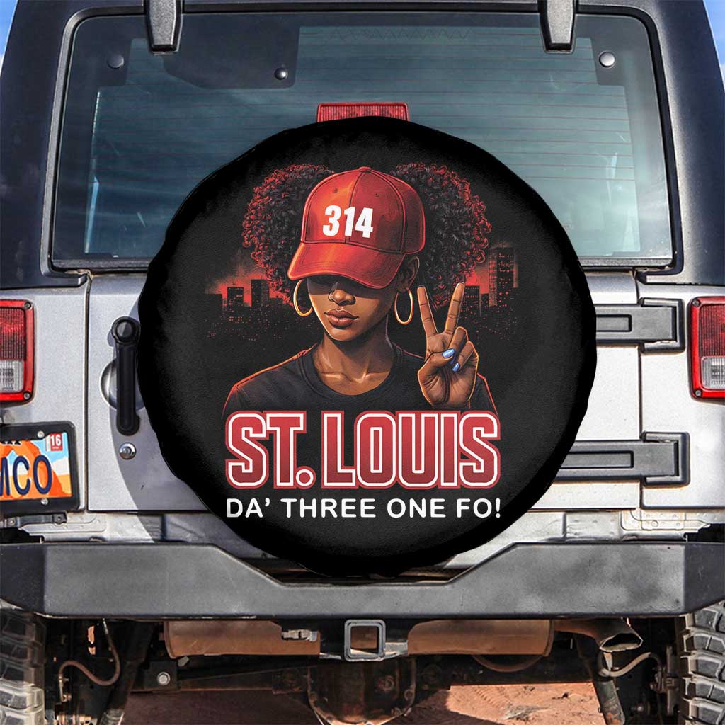 314 St Louis Spare Tire Cover Red Hat African American Woman STL City Pride Area Code TS10 No hole Black Print Your Wear