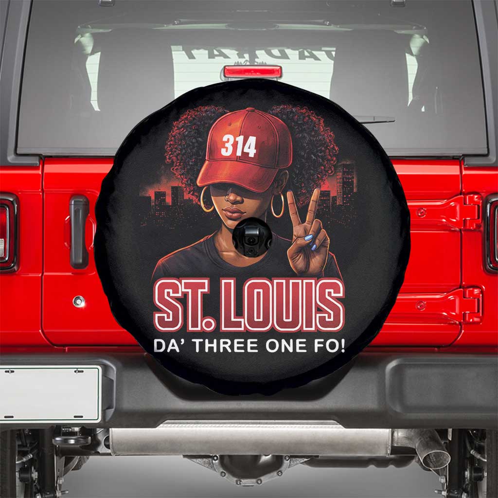 314 St Louis Spare Tire Cover Red Hat African American Woman STL City Pride Area Code TS10 Black Print Your Wear