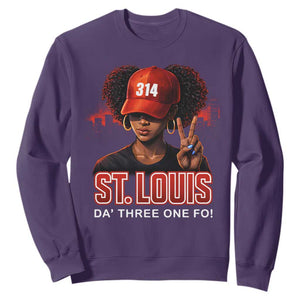 314 St Louis Sweatshirt Red Hat African American Woman STL City Pride Area Code TS10 Purple Print Your Wear