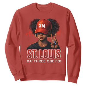 314 St Louis Sweatshirt Red Hat African American Woman STL City Pride Area Code TS10 Red Print Your Wear