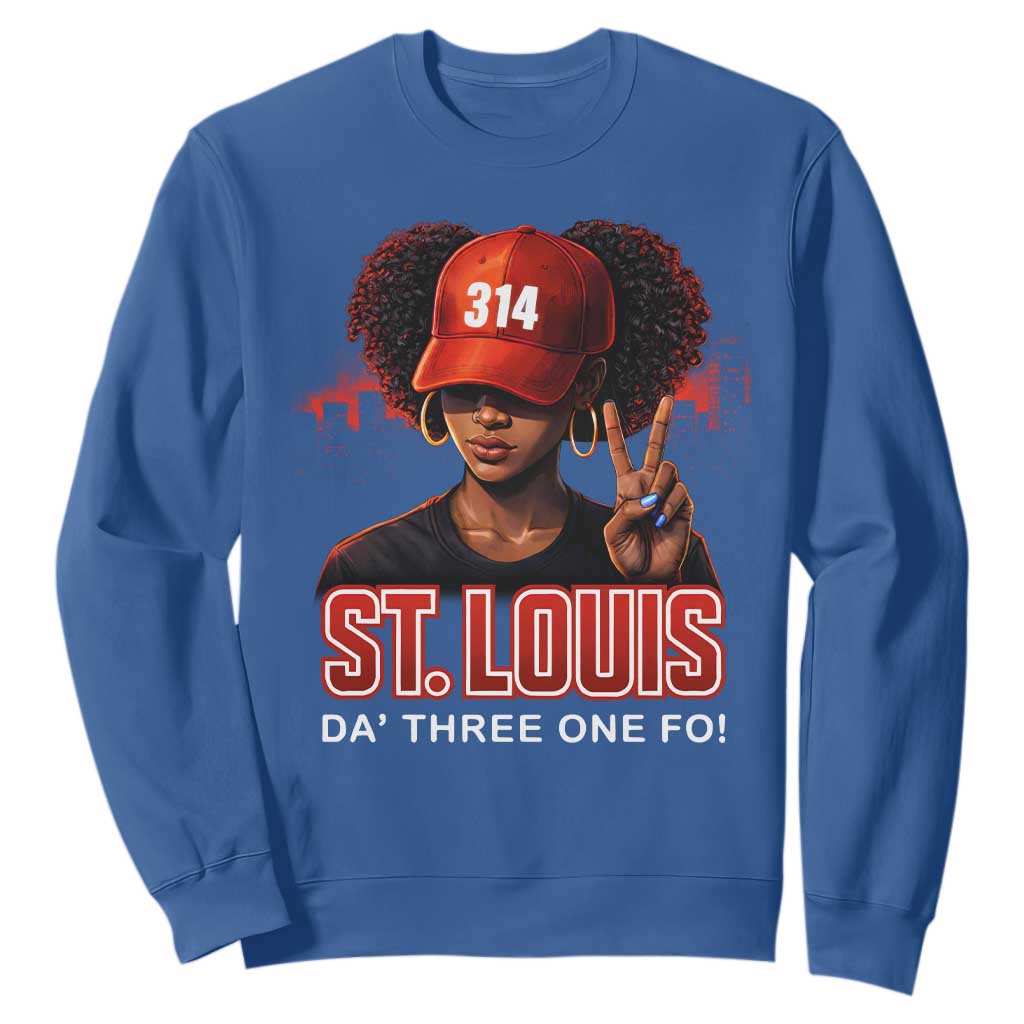 314 St Louis Sweatshirt Red Hat African American Woman STL City Pride Area Code TS10 Royal Blue Print Your Wear