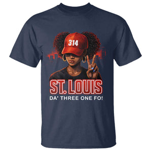 314 St Louis T Shirt Red Hat African American Woman STL City Pride Area Code TS10 Navy Print Your Wear