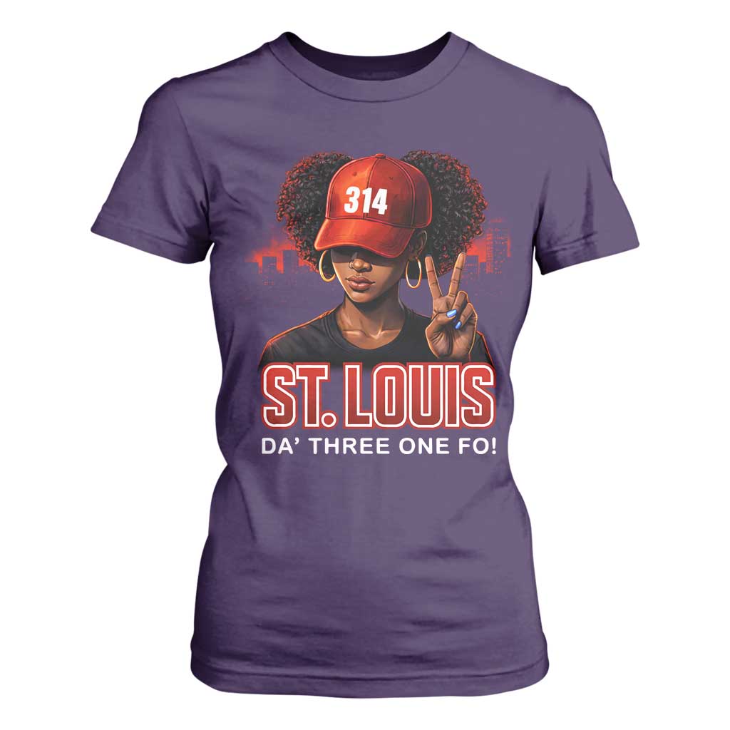 314 St Louis T Shirt For Women Red Hat African American Woman STL City Pride Area Code TS10 Purple Print Your Wear