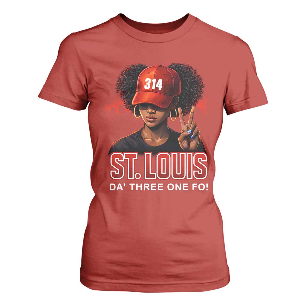 314 St Louis T Shirt For Women Red Hat African American Woman STL City Pride Area Code TS10 Red Print Your Wear
