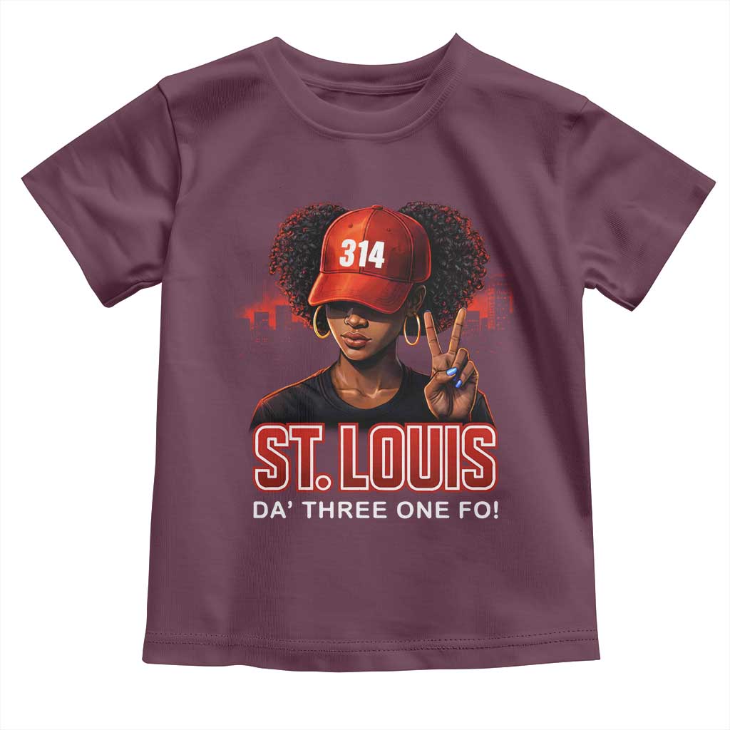 314 St Louis Toddler T Shirt Red Hat African American Woman STL City Pride Area Code TS10 Maroon Print Your Wear